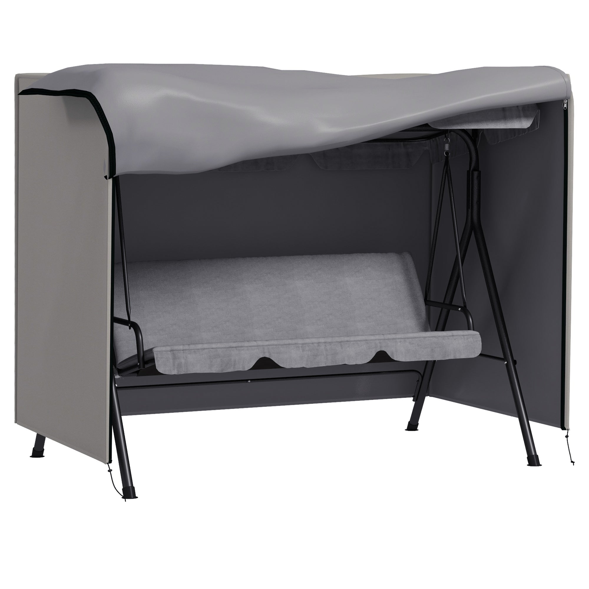 Hollywood Swing Cover 3 Seater, Water-Repellent Winterproof Protective Cover for Garden Swing, UV-Resistant Tarpaulin, Tear-Resistant 600D Oxford Fabric, 205x124x164cm Gray