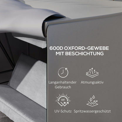 Hollywood Swing Cover 3 Seater, Water-Repellent Winterproof Protective Cover for Garden Swing, UV-Resistant Tarpaulin, Tear-Resistant 600D Oxford Fabric, 205x124x164cm Gray