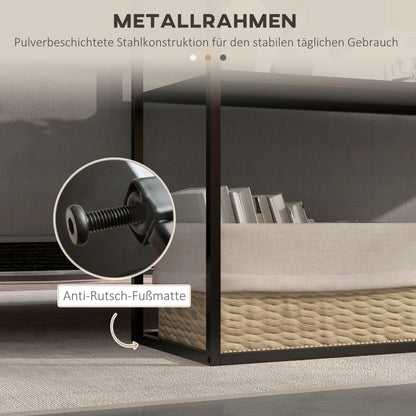 Console Table, Hallway Table with 2 Shelves, 90 x 30 x 75 cm, Industrial Side Table, Sofa Table for Small Space, Entryway, Hallway, Living Room, Steel, Black