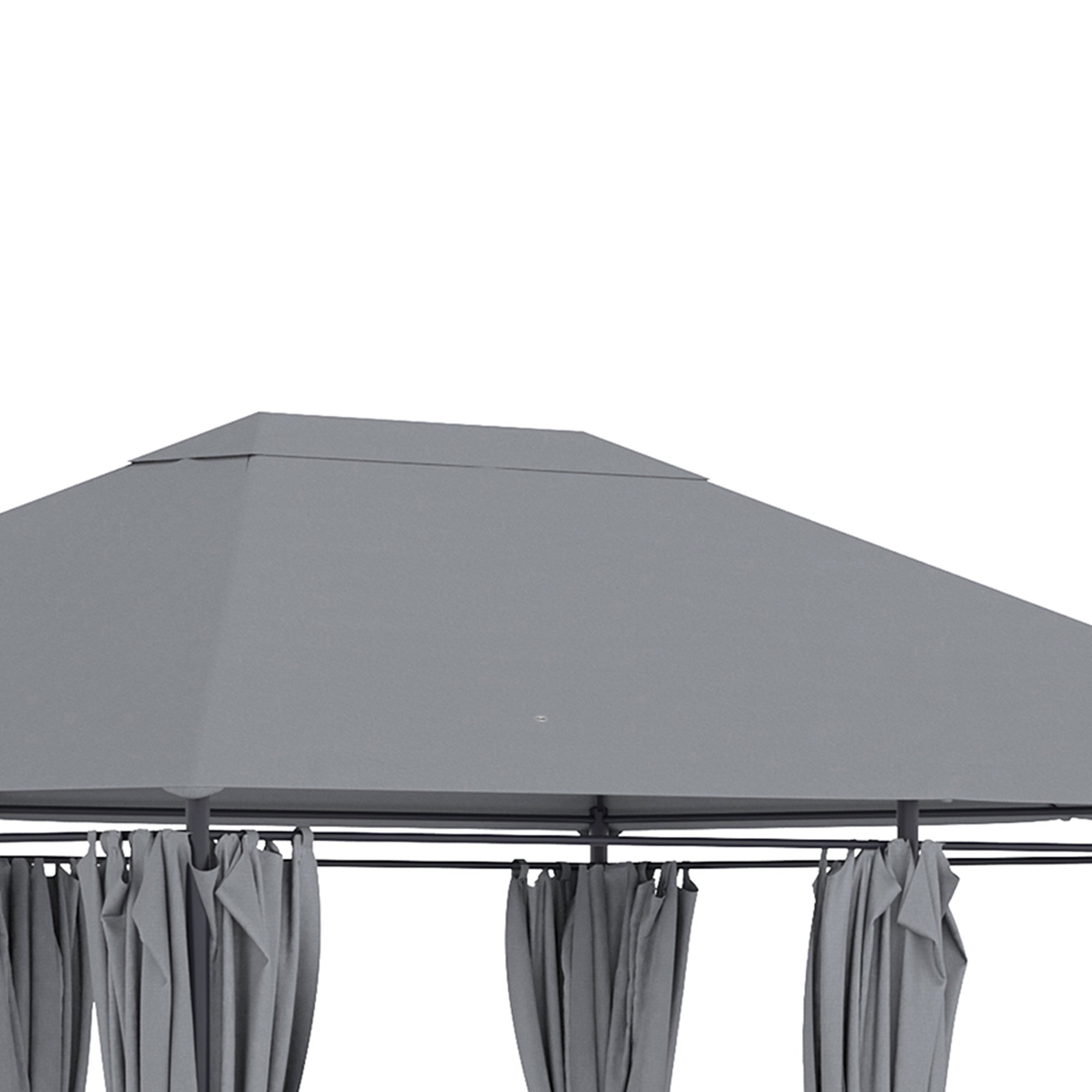 4x3m Garden Gazebo Outdoor Pavilion with 6 Side Walls 8 Drainage Holes and Steel Frame Gazebo for Parties Patio Terrace Gray