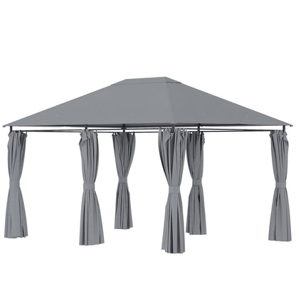 4x3m Garden Gazebo Outdoor Pavilion with 6 Side Walls 8 Drainage Holes and Steel Frame Gazebo for Parties Patio Terrace Gray
