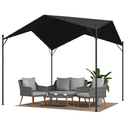 3 x 3 m (10 x 10 ft) Garden Pergola — Sloped Canopy, UPF30+ Polyester Top, Galvanized Metal Frame, Outdoor Pavilion, Patio, Dark Gray