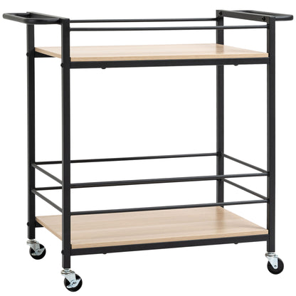 Kitchen Trolley Serving Trolley Storage Trolley Side Table with 2 Levels and Handle Trolley for Kitchen Dining Room Weight Capacity 60 kg Chipboard 82 x 40 x 75 cm