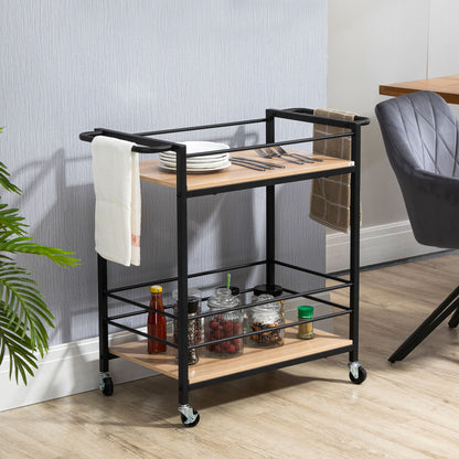 Kitchen Trolley Serving Trolley Storage Trolley Side Table with 2 Levels and Handle Trolley for Kitchen Dining Room Weight Capacity 60 kg Chipboard 82 x 40 x 75 cm