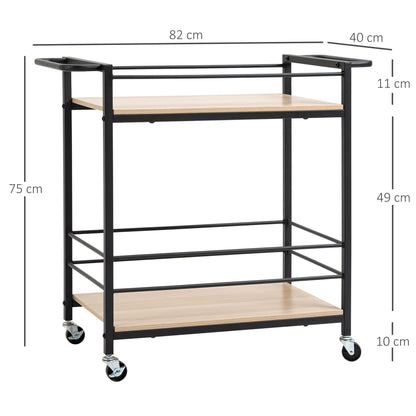 Kitchen Trolley Serving Trolley Storage Trolley Side Table with 2 Levels and Handle Trolley for Kitchen Dining Room Weight Capacity 60 kg Chipboard 82 x 40 x 75 cm
