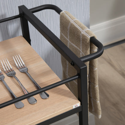 Kitchen Trolley Serving Trolley Storage Trolley Side Table with 2 Levels and Handle Trolley for Kitchen Dining Room Weight Capacity 60 kg Chipboard 82 x 40 x 75 cm