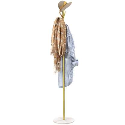 Free Standing Coat Rack with 8 Hooks and Marble Base, Steel Coat Rack for Entryway and Bedroom, Ø32 x 164 cm, Gold