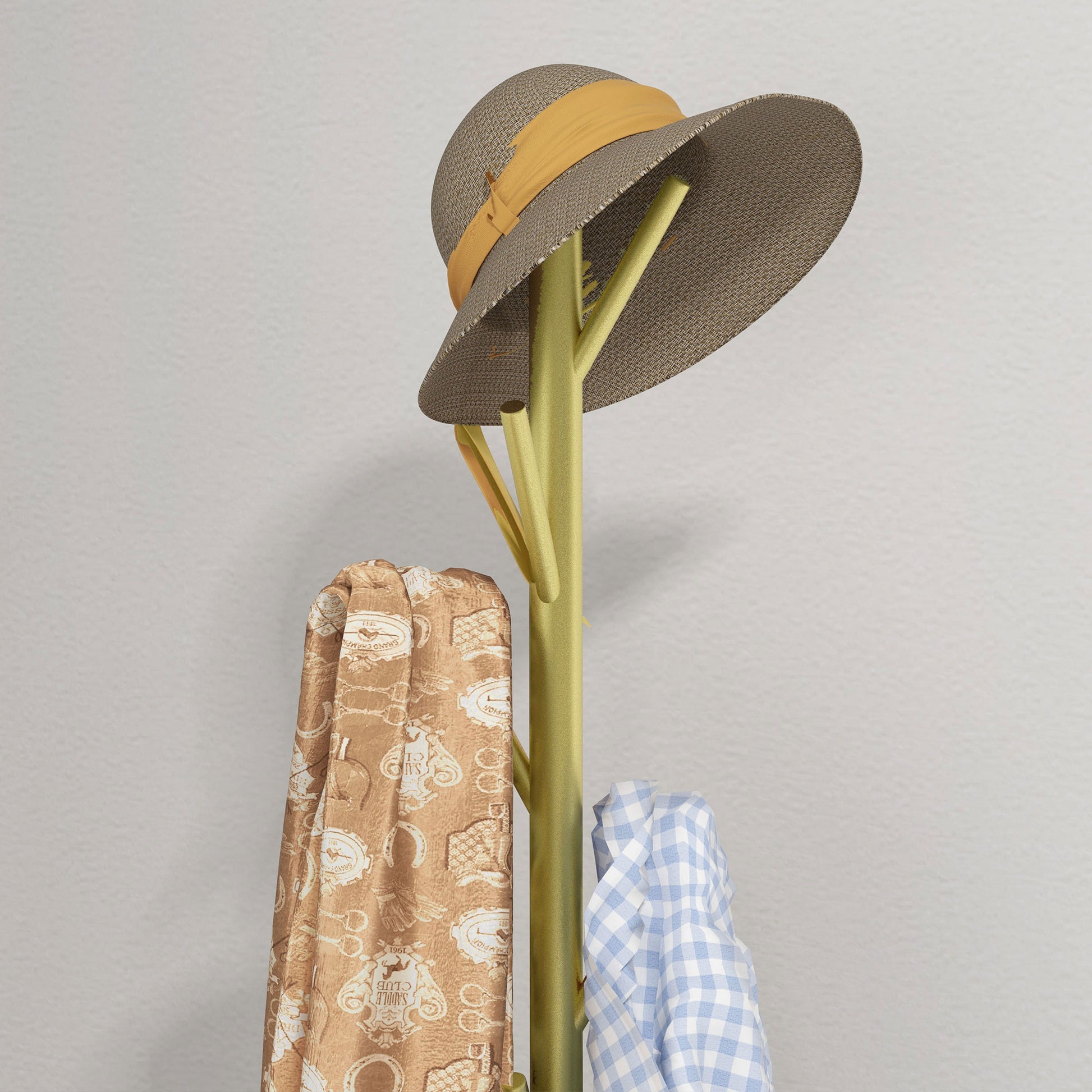 Free Standing Coat Rack with 8 Hooks and Marble Base, Steel Coat Rack for Entryway and Bedroom, Ø32 x 164 cm, Gold