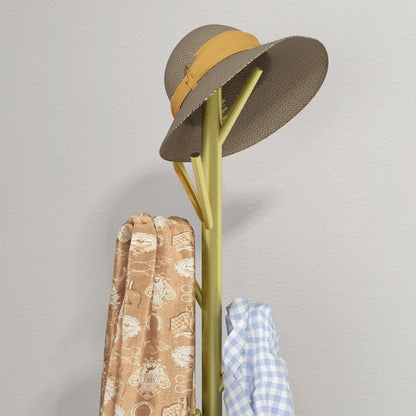 Free Standing Coat Rack with 8 Hooks and Marble Base, Steel Coat Rack for Entryway and Bedroom, Ø32 x 164 cm, Gold