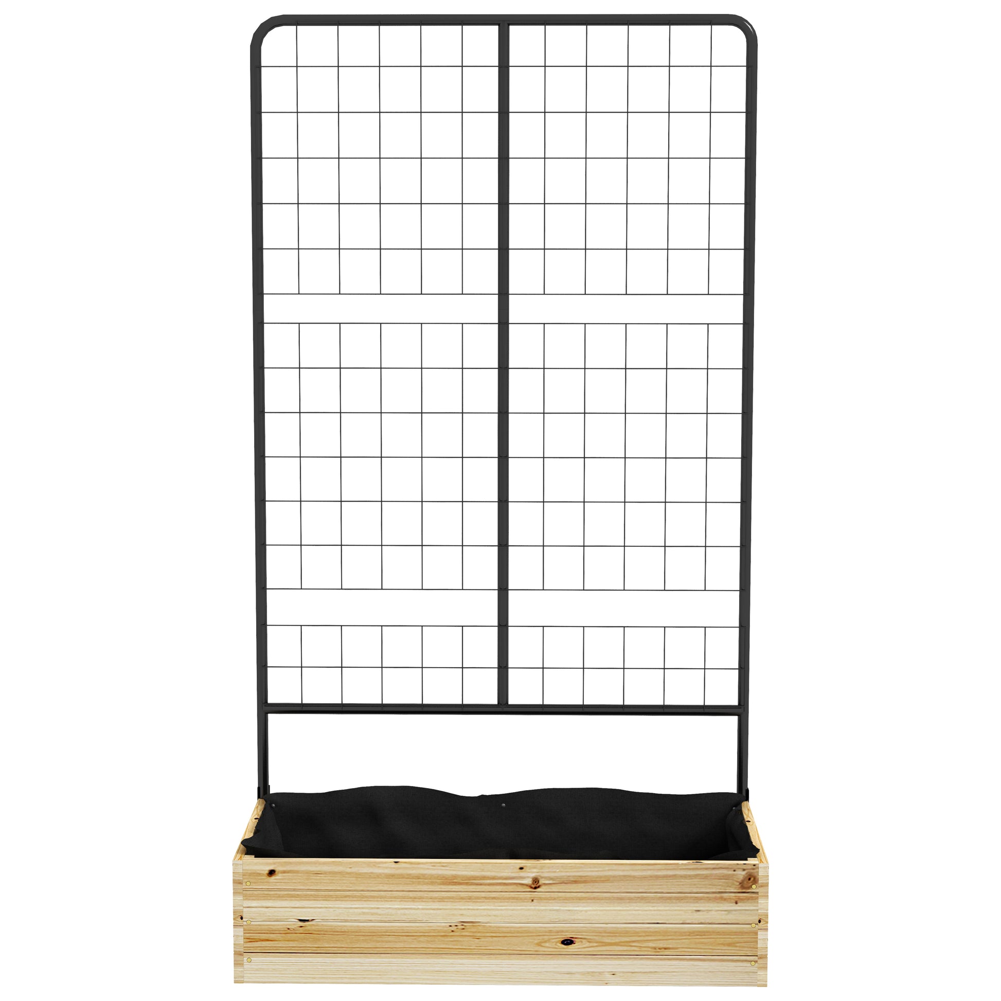 raised bed with trellis, wooden plant box, herb bed, planter box for garden, balcony, natural wood, 80 x 38 x 145 cm
