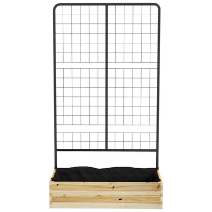 raised bed with trellis, wooden plant box, herb bed, planter box for garden, balcony, natural wood, 80 x 38 x 145 cm