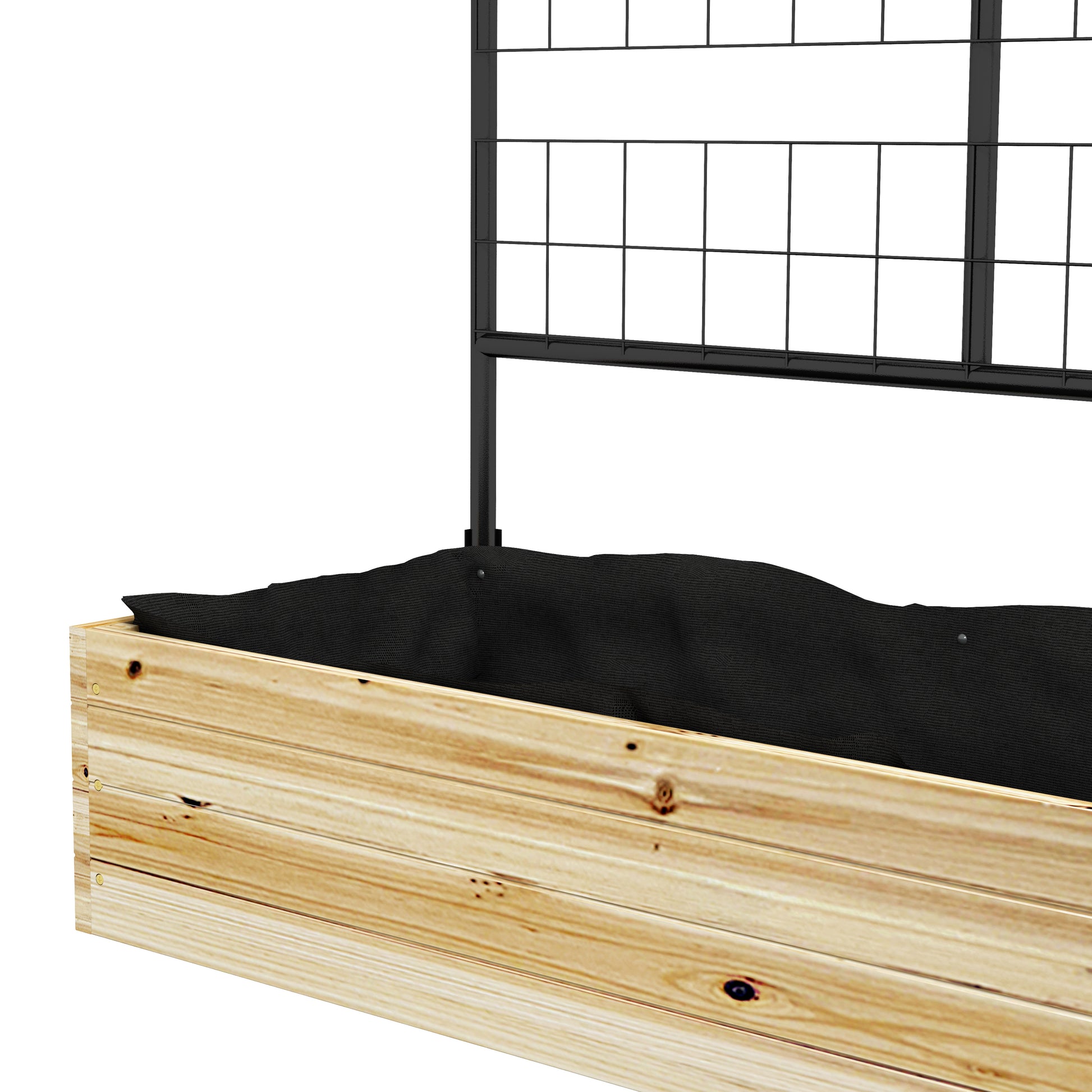 raised bed with trellis, wooden plant box, herb bed, planter box for garden, balcony, natural wood, 80 x 38 x 145 cm