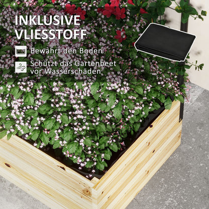 raised bed with trellis, wooden plant box, herb bed, planter box for garden, balcony, natural wood, 80 x 38 x 145 cm