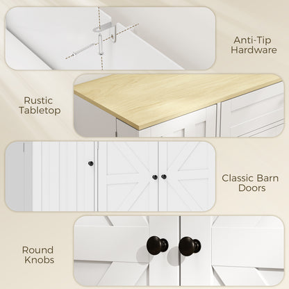 Sideboard Kitchen Cabinet with Drawer, 3 Doors & Adjustable Shelves, Farmhouse Style, 100 x 40 x 81 cm (39.4 x 15.7 x 31.9 in), White