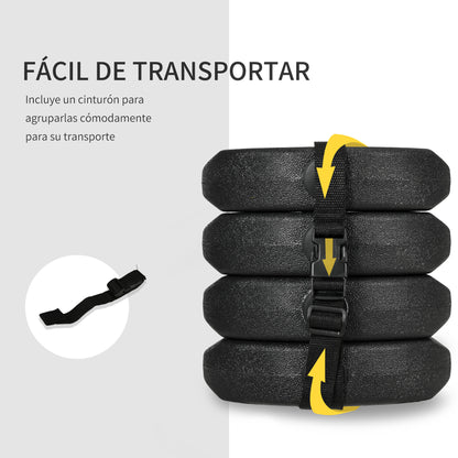 Pack of 4 Canopy Weights for Folding Canopies Weighted with Cement Bases for Canopy Gazebo Ø22x5.5 cm Black