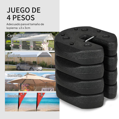 Pack of 4 Canopy Weights for Folding Canopies Weighted with Cement Bases for Canopy Gazebo Ø22x5.5 cm Black