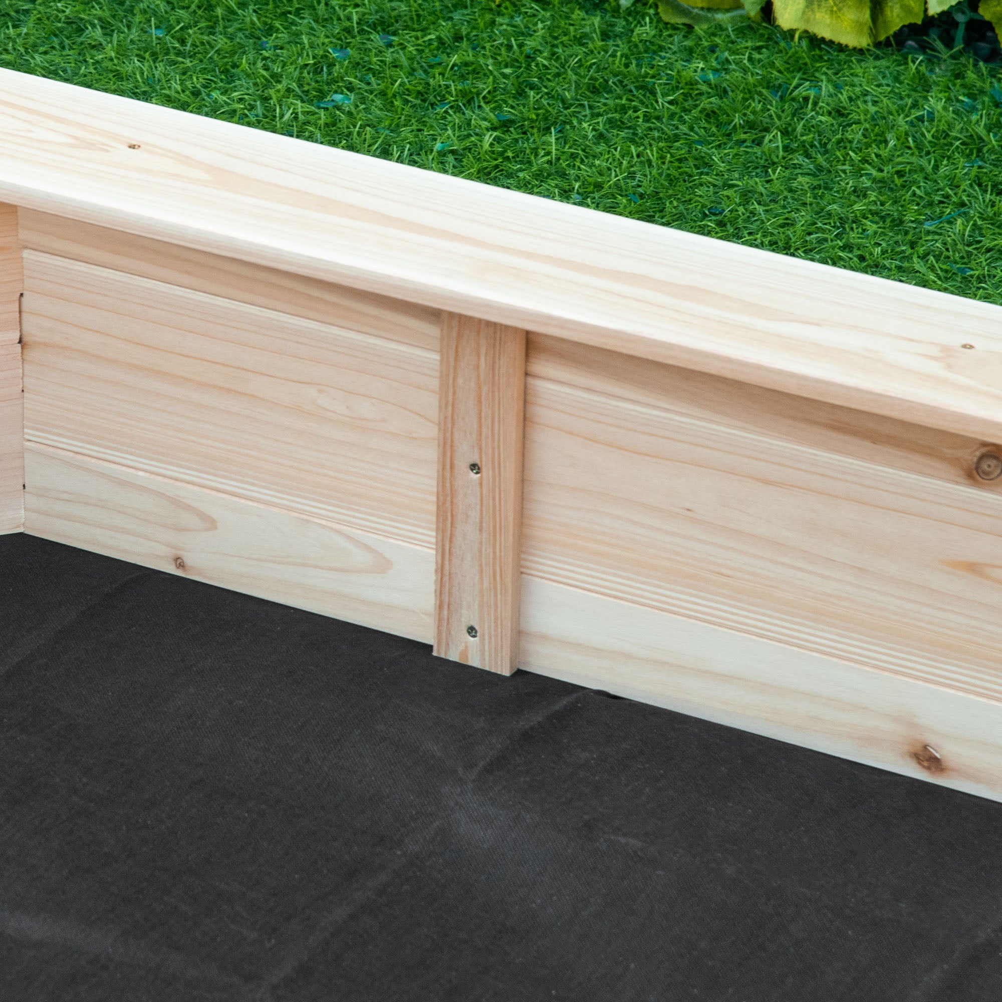 Octagonal Wooden Sandbox 139.5L x 139.5W x 21.5H cm - 4 Benches - Cover Tarp, Non-Woven Ground Cover Included - Pre-Oiled Pine Wood