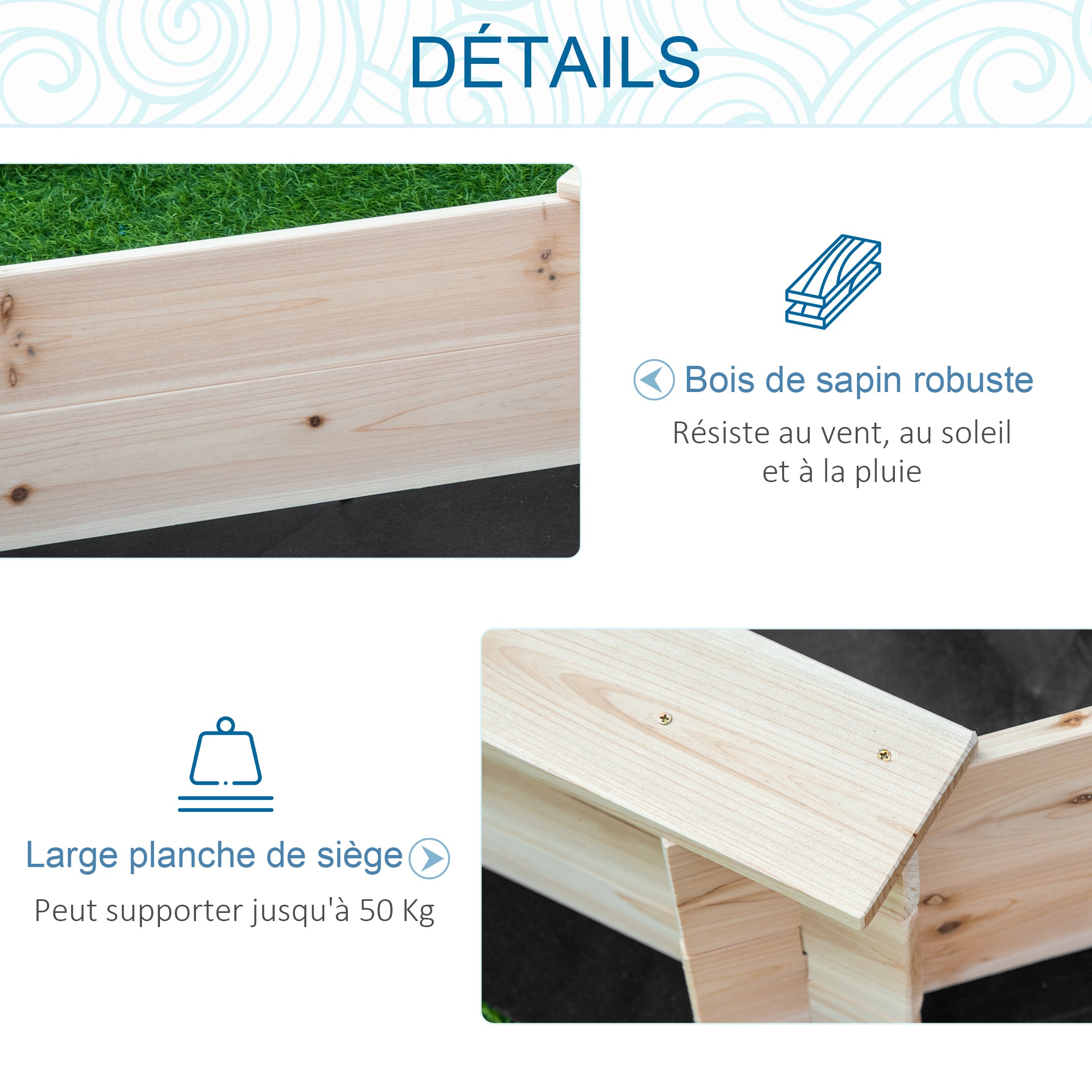 Octagonal Wooden Sandbox 139.5L x 139.5W x 21.5H cm - 4 Benches - Cover Tarp, Non-Woven Ground Cover Included - Pre-Oiled Pine Wood