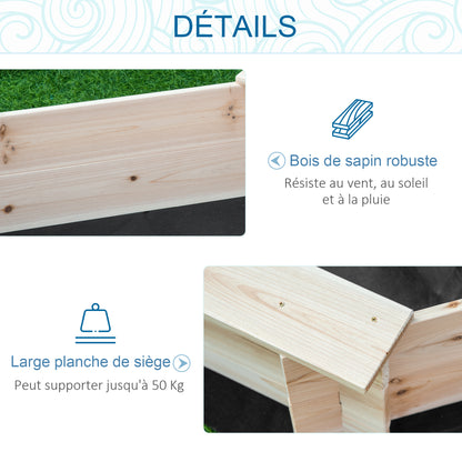 Octagonal Wooden Sandbox 139.5L x 139.5W x 21.5H cm - 4 Benches - Cover Tarp, Non-Woven Ground Cover Included - Pre-Oiled Pine Wood