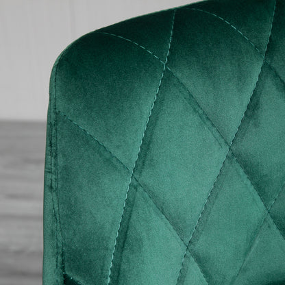 Set of 2 Bar Stools with Adjustable Height, Metal Base and Faux Leather Seat, Modern Swivel Barstools with Backrest and Footrest 46x48x83-104cm, Dark Green