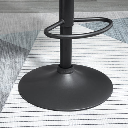 Set of 2 Bar Stools with Adjustable Height, Metal Base and Faux Leather Seat, Modern Swivel Barstools with Backrest and Footrest 46x48x83-104cm, Dark Green