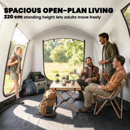 Inflatable 5–6 Person Camping Tent — Fast Air Setup, Mesh Windows, Waterproof Oxford Fabric, Awning & Groundsheet