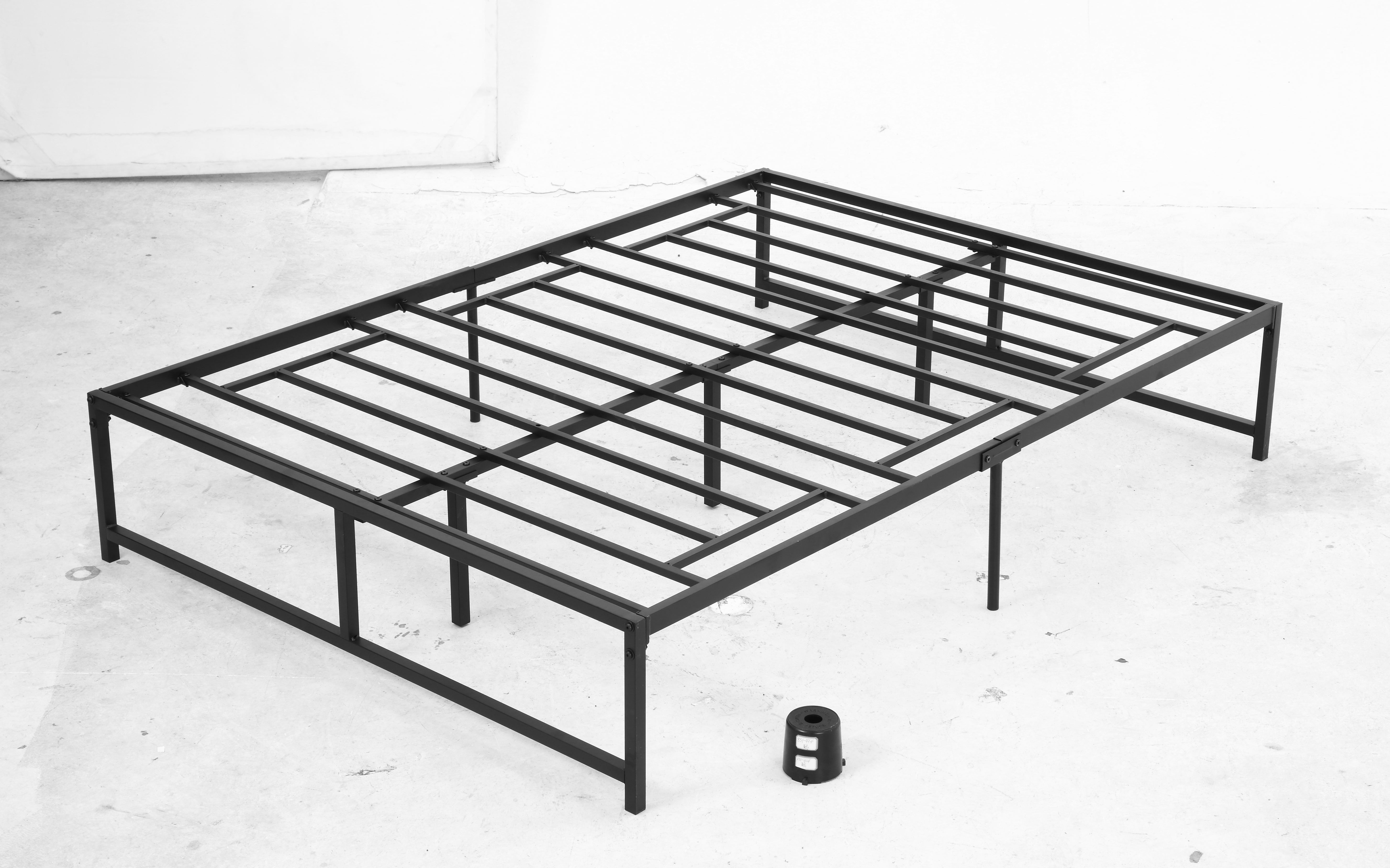 Double Bed Frame 135x190 cm with 35 cm Legs Matrimonial Bed Frame with Black Storage Space Below