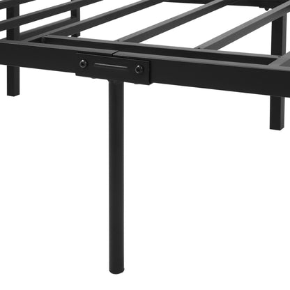 Double Bed Frame 135x190 cm with 35 cm Legs Matrimonial Bed Frame with Black Storage Space Below