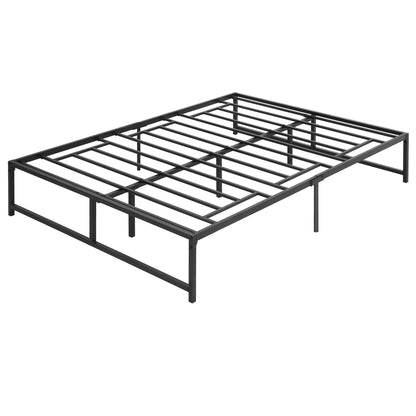 Double Bed Frame 135x190 cm with 35 cm Legs Matrimonial Bed Frame with Black Storage Space Below