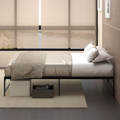 Double Bed Frame 135x190 cm with 35 cm Legs Matrimonial Bed Frame with Black Storage Space Below