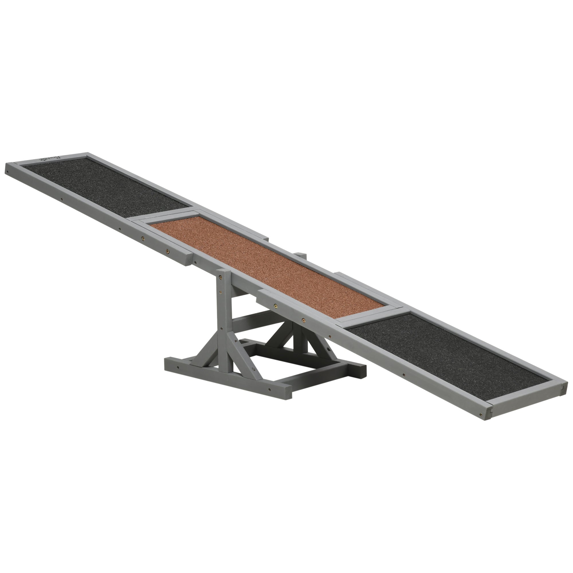 Dog Seesaw, Dog Agility Seesaw made of Wood, Non-Slip Dog Agility Ramp for Dogs under 30 kg, Weatherproof Dog Training Outdoor Dog Sport for Balance, 180 x 30 x 30 cm Gray
