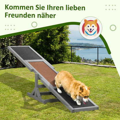 Dog Seesaw, Dog Agility Seesaw made of Wood, Non-Slip Dog Agility Ramp for Dogs under 30 kg, Weatherproof Dog Training Outdoor Dog Sport for Balance, 180 x 30 x 30 cm Gray