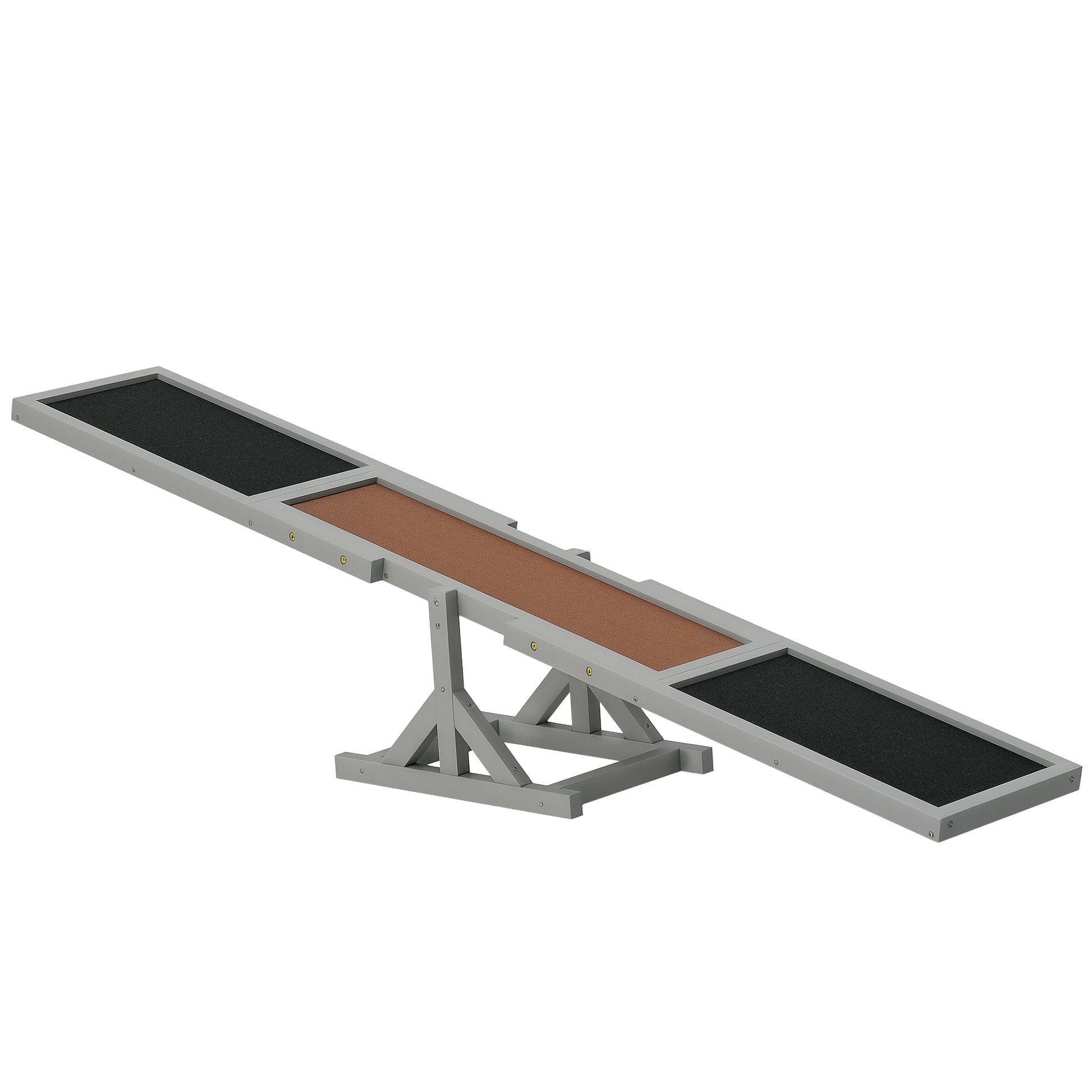 Dog Seesaw, Dog Agility Seesaw made of Wood, Non-Slip Dog Agility Ramp for Dogs under 30 kg, Weatherproof Dog Training Outdoor Dog Sport for Balance, 180 x 30 x 30 cm Gray