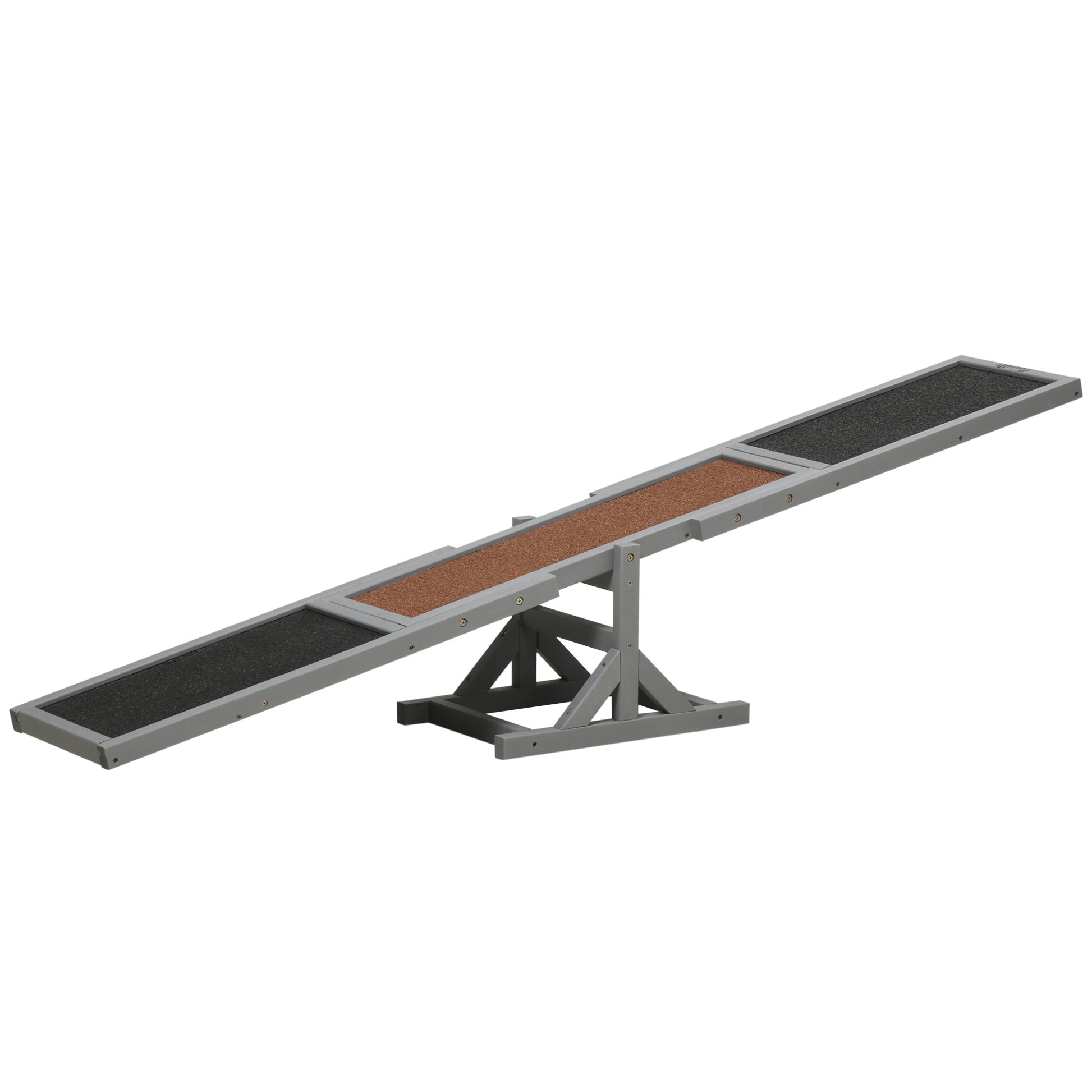 Dog Seesaw, Dog Agility Seesaw made of Wood, Non-Slip Dog Agility Ramp for Dogs under 30 kg, Weatherproof Dog Training Outdoor Dog Sport for Balance, 180 x 30 x 30 cm Gray