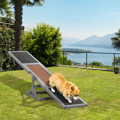 Dog Seesaw, Dog Agility Seesaw made of Wood, Non-Slip Dog Agility Ramp for Dogs under 30 kg, Weatherproof Dog Training Outdoor Dog Sport for Balance, 180 x 30 x 30 cm Gray