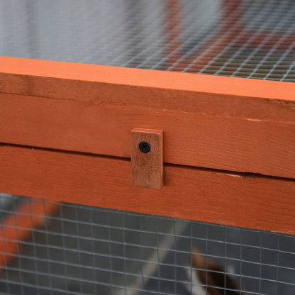Rabbit Hutch Rabbit Hutch made of Fir Wood Winterproof Rabbit Cage with Folding Roof 180x90x48 cm Rabbit Cage Outdoor Small Animal Hutch for Small Animals Rabbits Guinea Pigs Orange