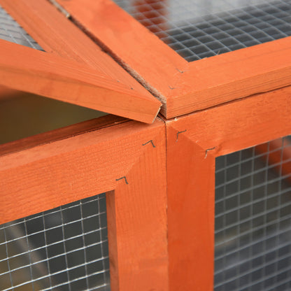 Rabbit Hutch Rabbit Hutch made of Fir Wood Winterproof Rabbit Cage with Folding Roof 180x90x48 cm Rabbit Cage Outdoor Small Animal Hutch for Small Animals Rabbits Guinea Pigs Orange