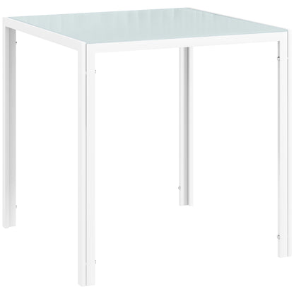 Dining Table 75 x 75 cm, Square Kitchen Table for 4 People, Dining Table Made of Toughened Glass with Metal Legs, Modern Table for Kitchen, Dining Room, and Living Room, White
