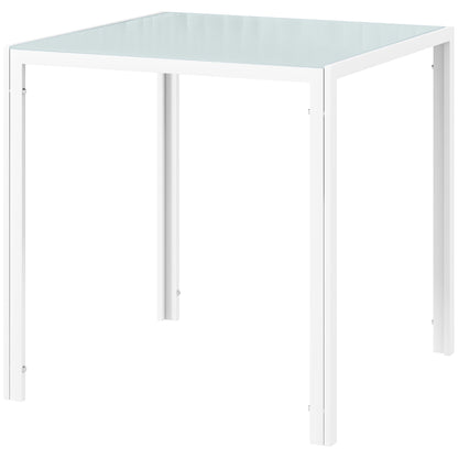 Dining Table 75 x 75 cm, Square Kitchen Table for 4 People, Dining Table Made of Toughened Glass with Metal Legs, Modern Table for Kitchen, Dining Room, and Living Room, White