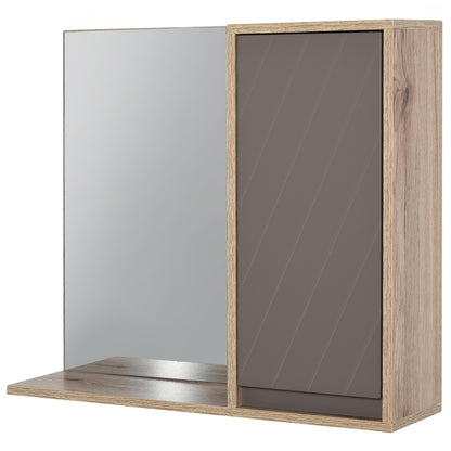 Bathroom Cabinet with Mirror Wall-Mounted Auxiliary Furniture with 1 Door and Adjustable Shelf Modern Style 57x14.2x49.2 cm Oak and Gray