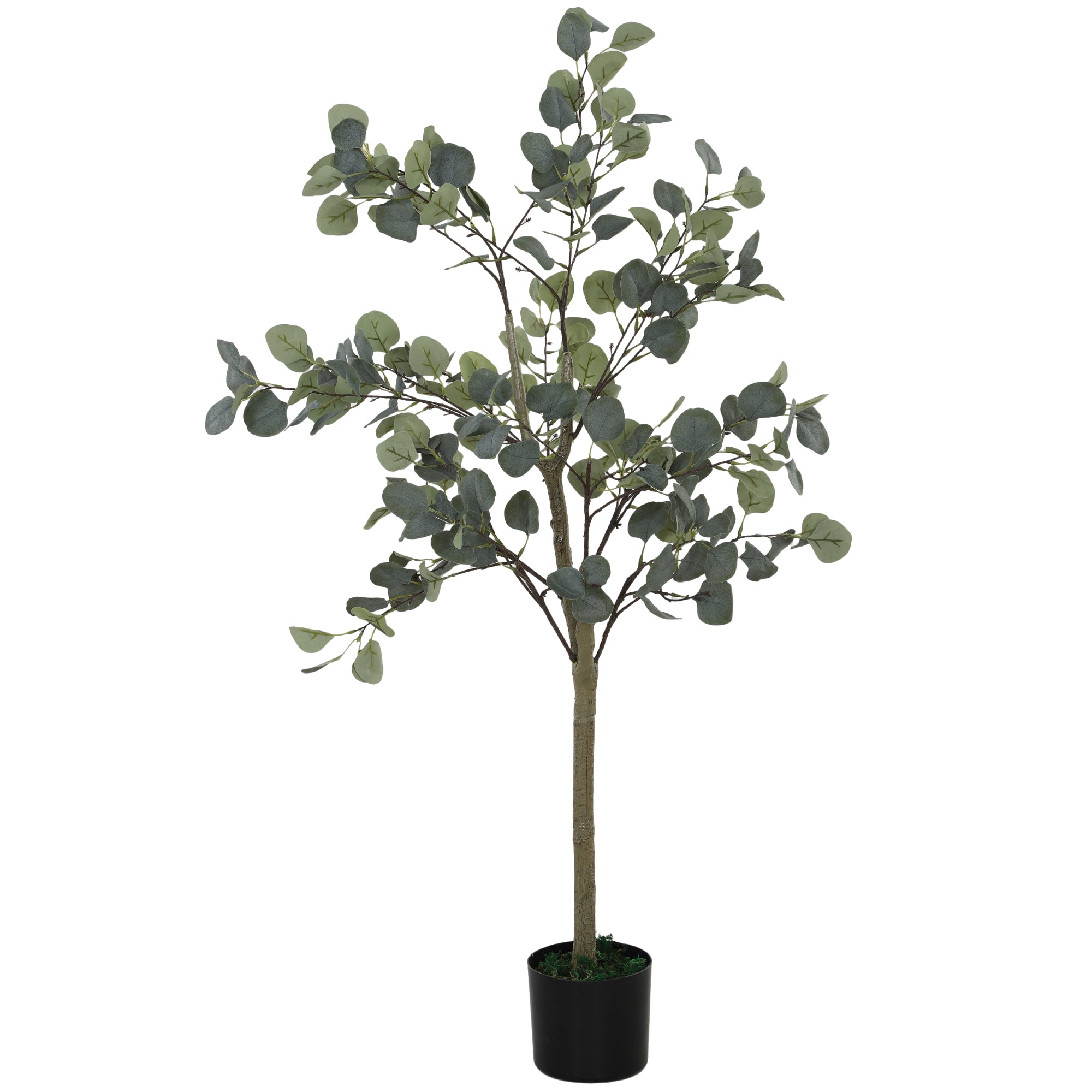 Artificial Eucalyptus Tree Large 150 cm Artificial Plant Artificial Eucalyptus in Pot, Faux Tree Realistic with Artificial Grass, Cement for Living Room, Bedroom, Office, Garden