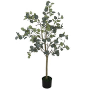 Artificial Eucalyptus Tree Large 150 cm Artificial Plant Artificial Eucalyptus in Pot, Faux Tree Realistic with Artificial Grass, Cement for Living Room, Bedroom, Office, Garden