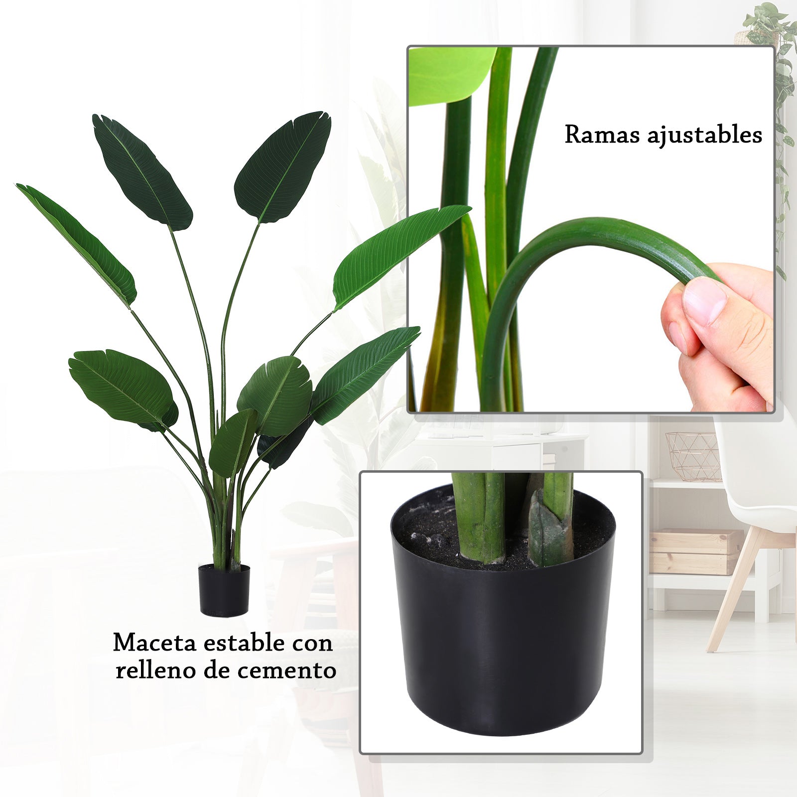 Realistic Artificial Palm Tree Decoration Plant with Pot 10 Leaves Ф18x180cm for Indoor No Installation Needed