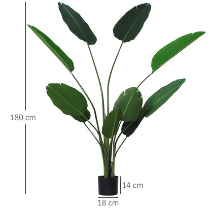 Realistic Artificial Palm Tree Decoration Plant with Pot 10 Leaves Ф18x180cm for Indoor No Installation Needed