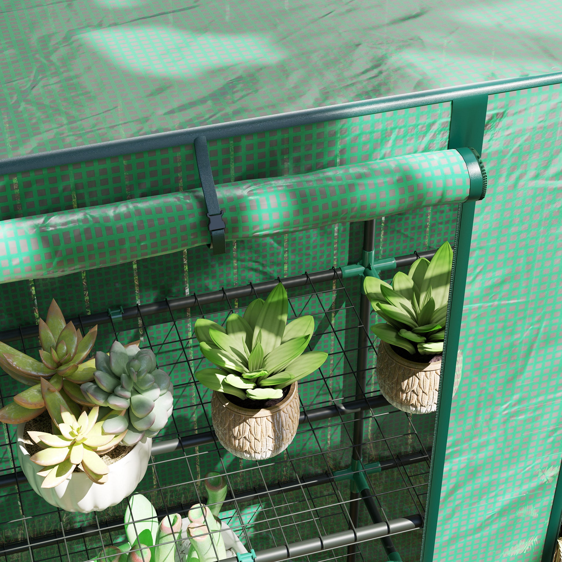 Greenhouse with Pent Roof Double Door, Shelves, Winterproof Foil Greenhouse Made of Steel, Greenhouse for Balcony, Garden, Tomato House 144 x 48 x 152 cm, Tomato Greenhouse for Tomatoes, Vegetables, Green