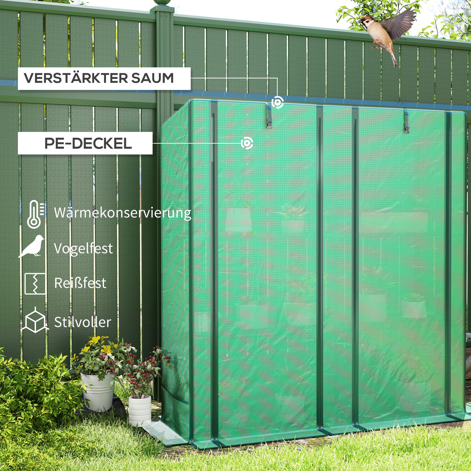Greenhouse with Pent Roof Double Door, Shelves, Winterproof Foil Greenhouse Made of Steel, Greenhouse for Balcony, Garden, Tomato House 144 x 48 x 152 cm, Tomato Greenhouse for Tomatoes, Vegetables, Green
