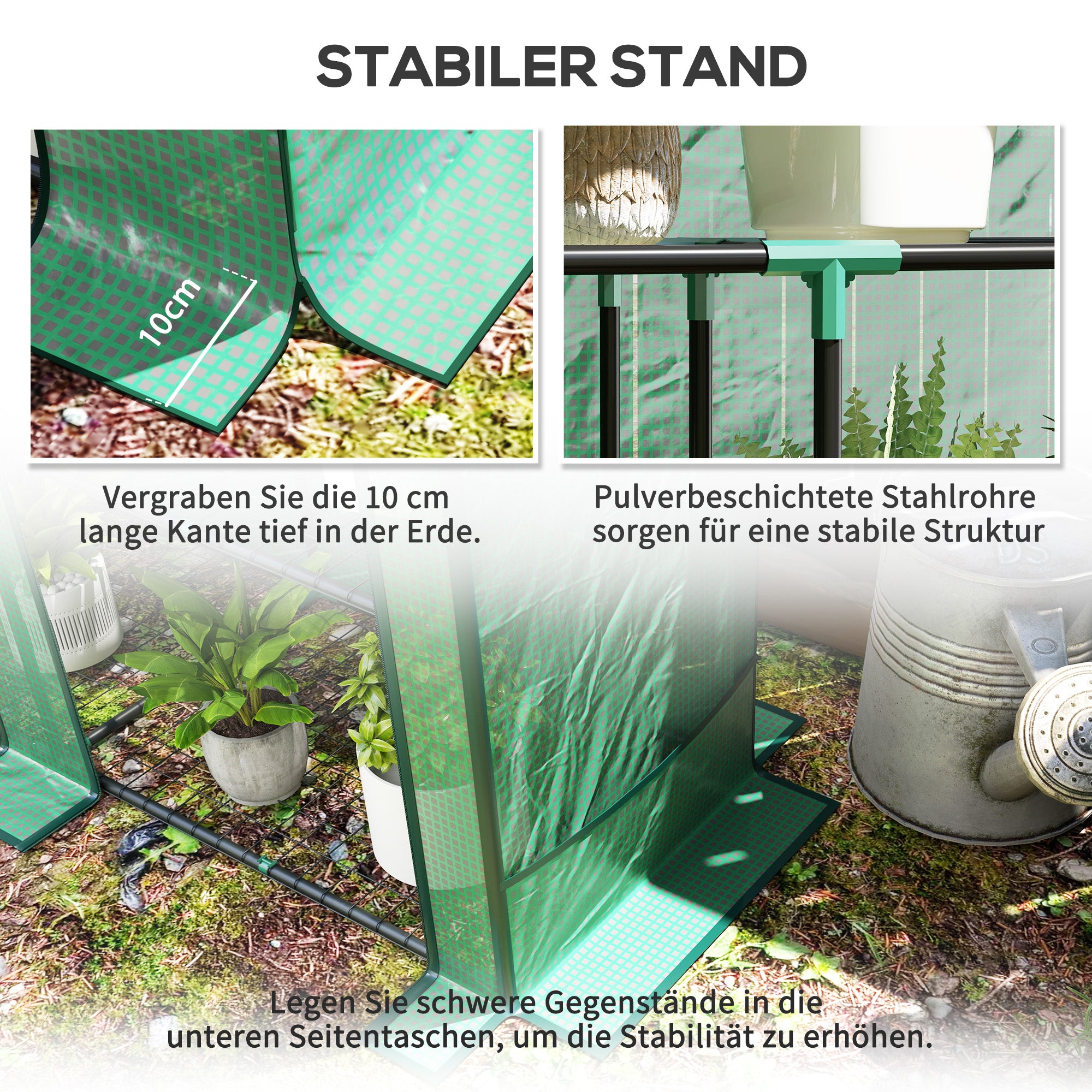 Greenhouse with Pent Roof Double Door, Shelves, Winterproof Foil Greenhouse Made of Steel, Greenhouse for Balcony, Garden, Tomato House 144 x 48 x 152 cm, Tomato Greenhouse for Tomatoes, Vegetables, Green