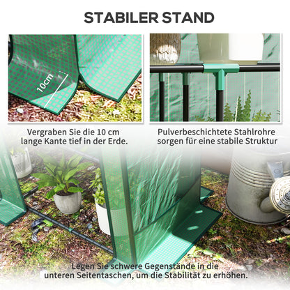 Greenhouse with Pent Roof Double Door, Shelves, Winterproof Foil Greenhouse Made of Steel, Greenhouse for Balcony, Garden, Tomato House 144 x 48 x 152 cm, Tomato Greenhouse for Tomatoes, Vegetables, Green