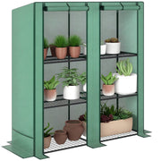 Greenhouse with Pent Roof Double Door, Shelves, Winterproof Foil Greenhouse Made of Steel, Greenhouse for Balcony, Garden, Tomato House 144 x 48 x 152 cm, Tomato Greenhouse for Tomatoes, Vegetables, Green