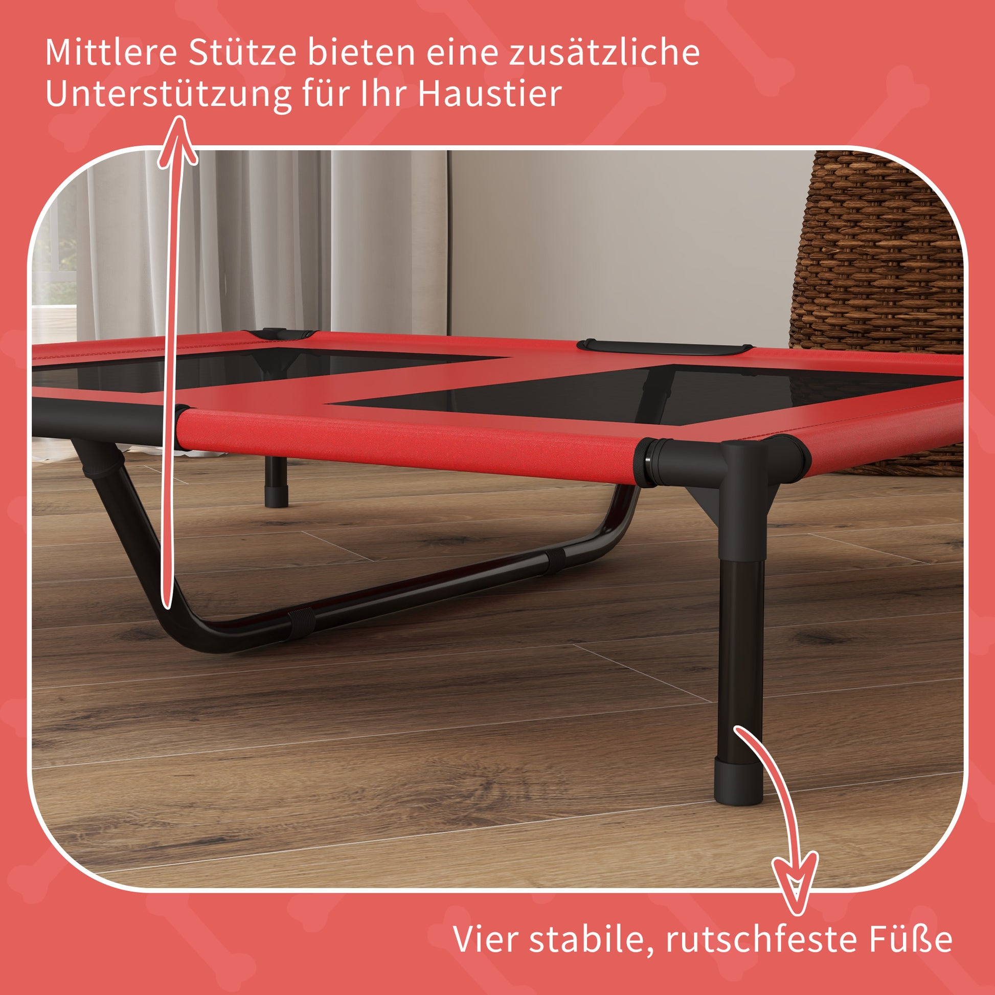 Dog Cot Outdoor Sleeping Place Dog Bed Dog Sofa Pet Bed Cat Bed Coffee-Red 92 x 76 x 18 cm